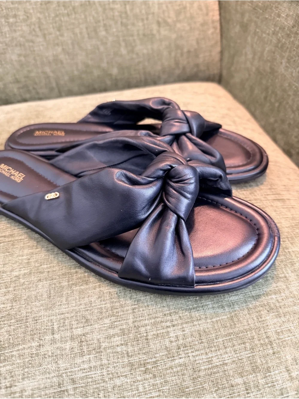 Michael Kors Women’s Black Knotted Slide Sandals